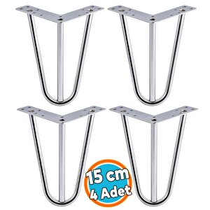 4 Adet Mobilya Ayağı Üçgen Modern Tasarım Koltuk Sehpa Masa Tv Ünitesi Uyumlu 15 Cm Gümüş Krom Metal