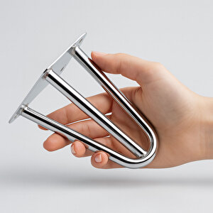 4 Adet Mobilya Ayağı Üçgen Modern Tasarım Koltuk Sehpa Masa Tv Ünitesi Uyumlu 15 Cm Gümüş Krom Metal