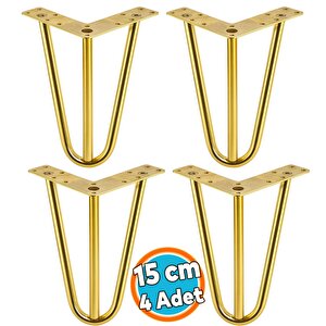 Mobilya Ayak Ayağı Üçgen Modern Tasarım Koltuk Sehpa Masa Tv Ünitesi 15 Cm Gold Altın Metal 4 Adet