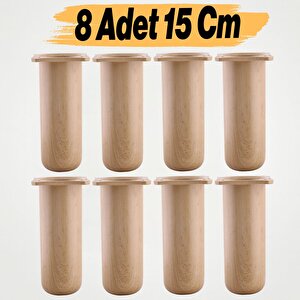 Mobilya Kanepe Koltuk Yatak Baza Yükseltici Yükseltme Ayağı Ayakları Plastik  Kayın Bej 15 Cm 8 Adet