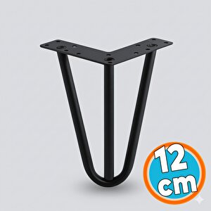 (4 Adet) Mobilya Ayağı Üçgen Modern Tasarım Koltuk Sehpa Masa Tv Ünitesi Uyumlu 12 Cm Siyah Metal