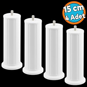 (1 Adet) Mobilya Baza Tv Ünitesi Yükseltme Ayağı Robot Süpürge Uyumlu 15 Cm Beyaz Plastik