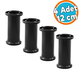 4 Adet Plastik Ayak Dolap Mobilya Tezgah Yükseltici Yükseltme Ayağı Ayarlanabilir 12 Cm Siyah