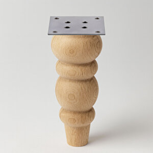 Boyasız Ham Doğal Ahşap Ayak Silindir Mobilya Koltuk Kanepe Ayağı Metal Aparat Dahil Bohem 17 Cm