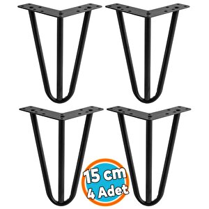 Mobilya Ayağı Üçgen Modern Tasarım Koltuk Sehpa Masa Tv Ünitesi Uyumlu 15 Cm Siyah Metal 4 Adet