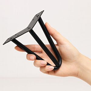 Mobilya Ayağı Üçgen Modern Tasarım Koltuk Sehpa Masa Tv Ünitesi Uyumlu 15 Cm Siyah Metal 4 Adet