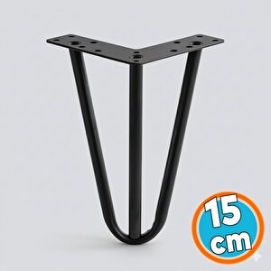 Mobilya Ayağı Üçgen Modern Tasarım Koltuk Sehpa Masa Tv Ünitesi Uyumlu 15 Cm Siyah Metal 4 Adet