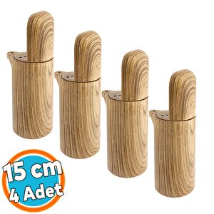 Mobilya Kanepe Koltuk Baza Yükseltme Ayağı Meşe Renk Sert Plastik Ayak 4 Adet 15 Cm