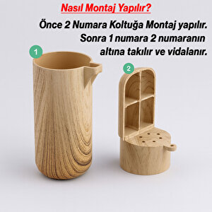 Mobilya Kanepe Koltuk Baza Yükseltme Ayağı Meşe Renk Sert Plastik Ayak 4 Adet 15 Cm