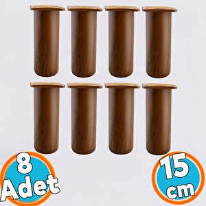 8 Adet Mobilya Kanepe Koltuk Baza Yükseltici Yükseltme Ayağı Ayakları Plastik Kestane Kahvesi 15 Cm