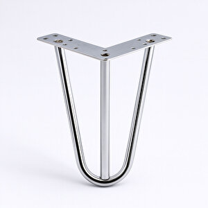 Mobilya Ayağı Üçgen Modern Tasarım Koltuk Sehpa Masa Tv Ünitesi Uyumlu 15 Cm Gümüş Krom Metal