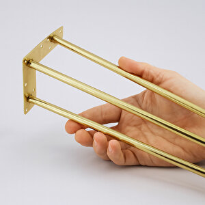 Masa Ve Sehpa Ayağı Tekli Dayanıklı Mobilya Yükseltici Destek Modeli 71 Cm Gold Altın Metal 4'lü Set