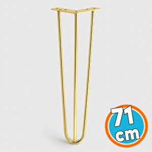Masa Ve Sehpa Ayağı Tekli Dayanıklı Mobilya Yükseltici Destek Modeli 71 Cm Gold Altın Metal 4'lü Set