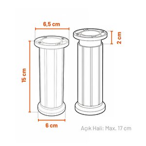 Ayarlanabilir Siyah Plastik 4 Adet 15 Cm Ayak Dolap Mobilya Tezgah Yükseltici Yükseltme Ayağı