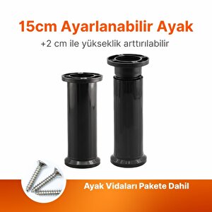 Ayarlanabilir Siyah Plastik 4 Adet 15 Cm Ayak Dolap Mobilya Tezgah Yükseltici Yükseltme Ayağı