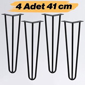 Sehpa Ve Masa Ayağı 41 Cm Dayanıklı Mobilya Destek Ayağı Yükseltici Ayak Modeli Siyah Metal 4'lü Set