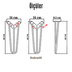Sehpa Ve Masa Ayağı 41 Cm Dayanıklı Mobilya Destek Ayağı Yükseltici Ayak Modeli Siyah Metal 4'lü Set