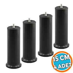 4 Adet Mobilya Baza Tv Ünitesi Yükseltme Ayağı Robot Süpürge Uyumlu 15 Cm Siyah Plastik