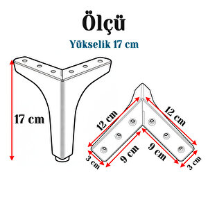 Mobilya Ayağı Dayanıklı Modern Tasarım Koltuk Sehpa Masa Tv Ünitesi Uyumlu 17 Cm Siyah Metal