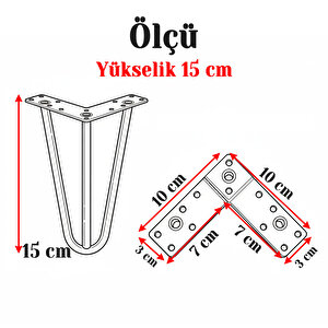 Mobilya Ayağı Üçgen Modern Tasarım Koltuk Sehpa Masa Tv Ünitesi Uyumlu 15 Cm Siyah Metal
