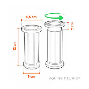 Mobilya Tezgah Dolap Yükseltici Yükseltme Ayağı Ayarlanabilir Plastik Ayak 4 Adet 12 Cm Beyaz