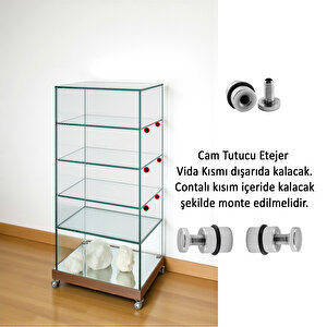 Metal Cam Raf Tutucu (10 Adet) Krom 90-2503-01 Oringli Contalı Vidalı Metal Tutamak
