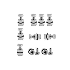Metal Cam Raf Tutucu (10 Adet) Krom 90-2503-01 Oringli Contalı Vidalı Metal Tutamak