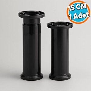 Ayarlanabilir Siyah Plastik Ayak Dolap Mobilya Tezgah Yükseltici Yükseltme Ayağı 1 Adet 15 Cm