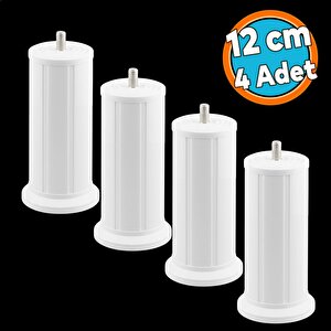 (4 Adet ) Mobilya Baza Tv Ünitesi Yükseltme Ayağı Destek Ayağı 12 Cm Beyaz Plastik