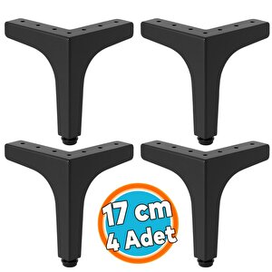 Mobilya Ayağı Dayanıklı Modern Tasarım Koltuk Sehpa Masa Tv Ünitesi Uyumlu 17 Cm Siyah Metal 4 Adet