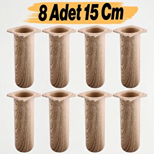 8 Adet Mobilya Kanepe Koltuk Baza Yükseltici Yükseltme Ayağı Ayakları Plastik Doğal Meşe Renk 15 Cm