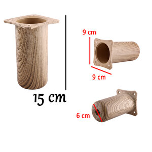 8 Adet Mobilya Kanepe Koltuk Baza Yükseltici Yükseltme Ayağı Ayakları Plastik Doğal Meşe Renk 15 Cm