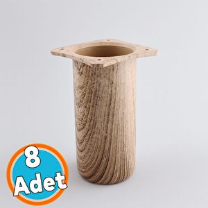 8 Adet Mobilya Kanepe Koltuk Baza Yükseltici Yükseltme Ayağı Ayakları Plastik Doğal Meşe Renk 15 Cm