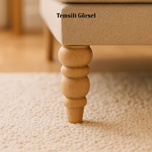 Boyasız Ham Doğal Ahşap 4'lü Set Ayak Silindir Mobilya Koltuk Kanepe Ayağı Aparat Dahil Bohem 17 Cm