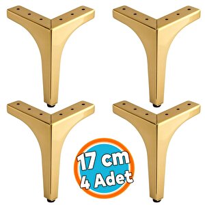 Mobilya Ayağı Dayanıklı Ayak Modern Tasarım Koltuk Sehpa Tv Ünitesi 17 Cm Gold Altın Metal 4 Adet