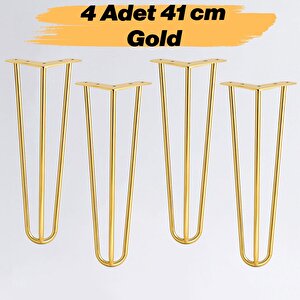 Sehpa Masa Ayağı 41 Cm Gold Altın Metal Dayanıklı Mobilya Destek Yükseltici Ayak Modeli 4'lü Set