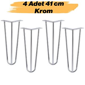 Sehpa Masa Ayağı 41 Cm Krom Gümüş Metal Tekli Dayanıklı Mobilya Destek Yükseltici Ayak Modeli 4 Adet