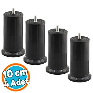 4 Adet Mobilya Baza Tv Ünitesi Yükseltme Ayağı Destek Ayağı 10 Cm Siyah Plastik