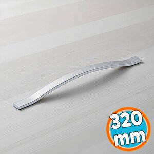 Mobilya Çekmece Dolap Kapak Kulpu Modern Mutfak Kulpları 320 Mm Düz Krom Gümüş Kulp Metal