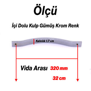 Mobilya Çekmece Dolap Kapak Kulpu Modern Mutfak Kulpları 320 Mm Düz Krom Gümüş Kulp Metal