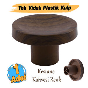 Bohem Tek Vidalı İç Bükey Plastik Düğme Kulp Kestane Kahvesi Renk Mobilya Dolap Çekmece Kulpu Kulbu
