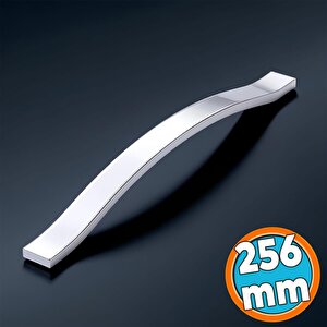 Mobilya Çekmece Dolap Kapak Kulpu Modern Mutfak Kulpları Kulp 256 Mm Krom Gümüş Renk Metal