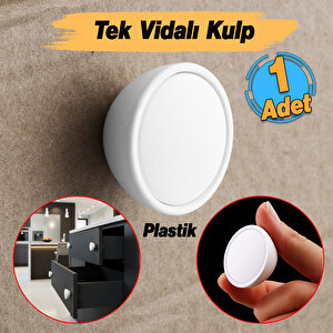 Beyaz Renk Tek Vidalı Polimer Düğme Kulp Bombeli Dolap Mobilya Dolap Çekmece Kulpu Kulbu