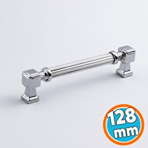 Mobilya Çekmece Mutfak Dolabı Dolap Kulpları Kulb 22.4 Cm 128 Mm Çizgili Krom Renk Metal Kulp