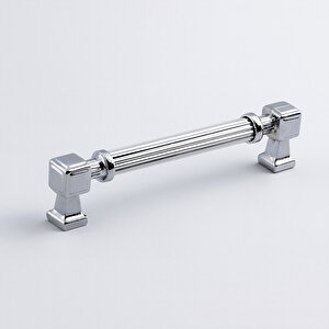 Mobilya Çekmece Mutfak Dolabı Dolap Kulpları Kulb 22.4 Cm 128 Mm Çizgili Krom Renk Metal Kulp