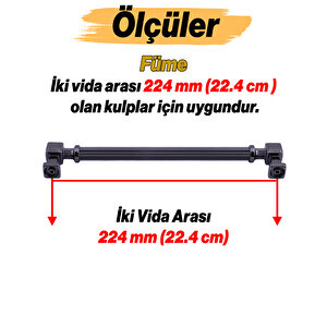 Mobilya Çekmece Mutfak Dolabı Dolap Kulpları Kulb 22.4 Cm 224 Mm Çizgili Füme Metal Kulp