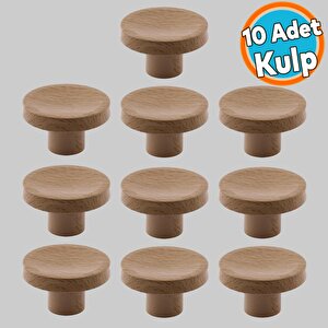 Plastik Düğme Kulp Kubik Doğal Meşe Renk Mobilya Dolap Çekmece Kulpu Kulbu Tek Vidalı 10 Adet