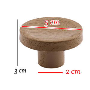 Plastik Düğme Kulp Kubik Doğal Meşe Renk Mobilya Dolap Çekmece Kulpu Kulbu Tek Vidalı 10 Adet