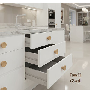 Plastik Düğme Kulp Kubik Doğal Meşe Renk Mobilya Dolap Çekmece Kulpu Kulbu Tek Vidalı 10 Adet