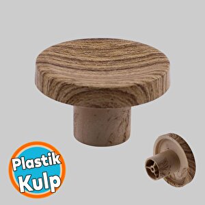 Bohem  Tek Vidalı İç Bükey Plastik Düğme Kulp Kubik Kayın Bej Renk Mobilya Dolap Çekmece Kulpu Kulbu